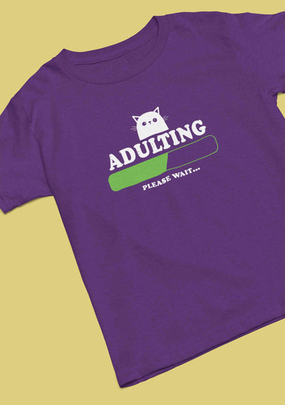 Adulting Please Wait Women Half Sleeves T-shirt- FunkyTeesClub