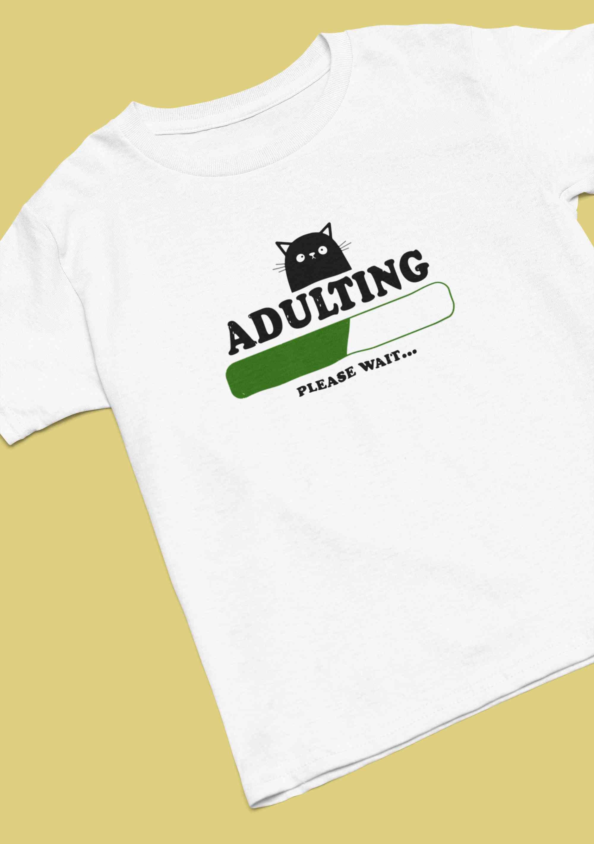 Adulting Please Wait Women Half Sleeves T-shirt- FunkyTeesClub