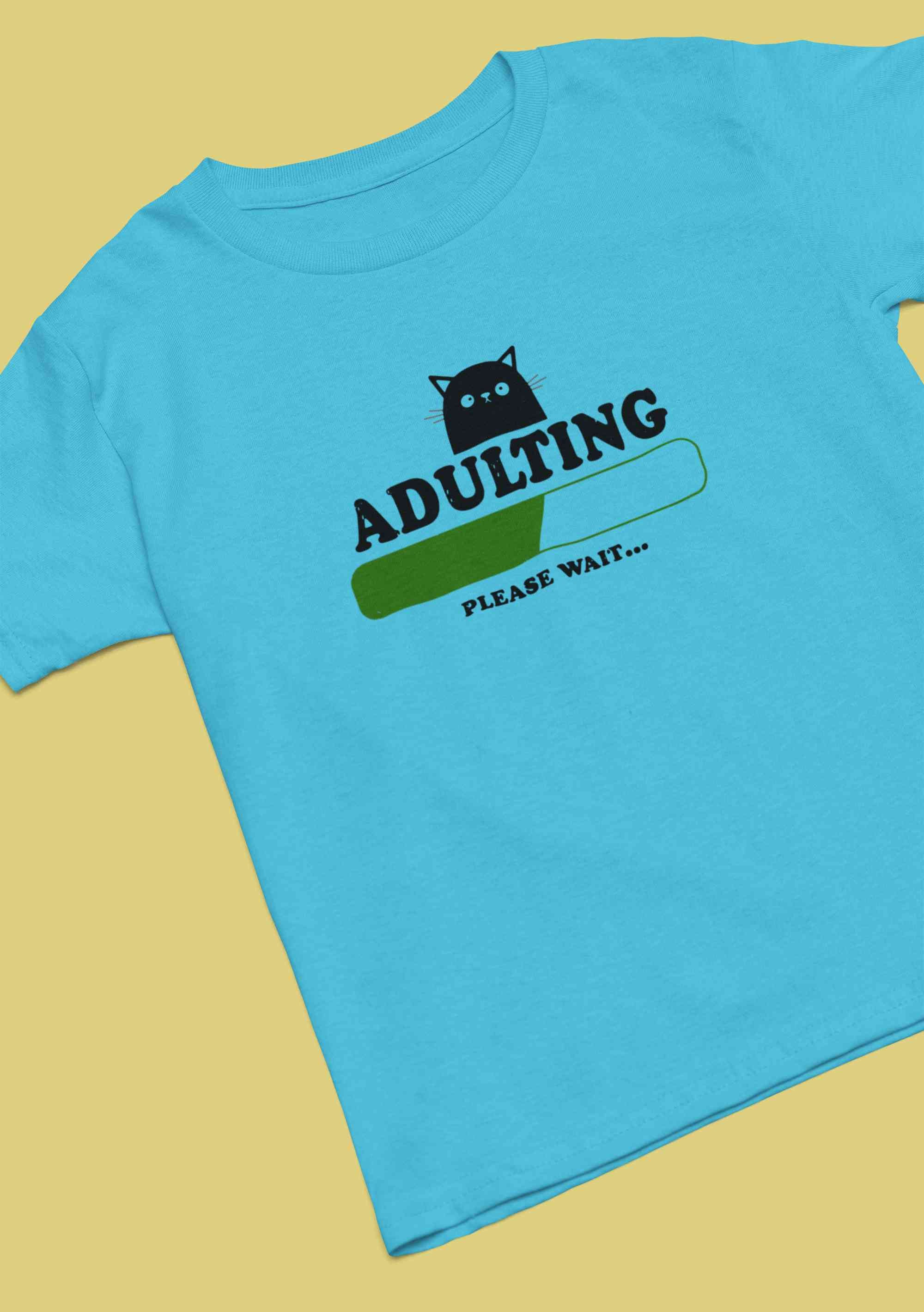 Adulting Please Wait Women Half Sleeves T-shirt- FunkyTeesClub