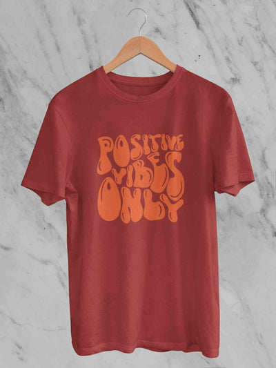 Positive Vibes Only Quotes Women Half Sleeves T-shirt- FunkyTeesClub