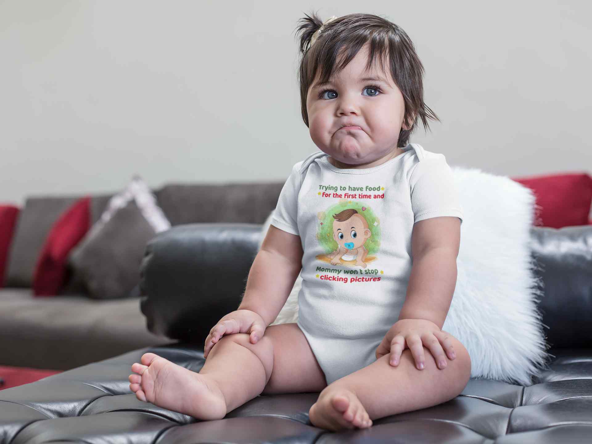 Baby Eating Food Rompers for Baby Girl- FunkyTeesClub