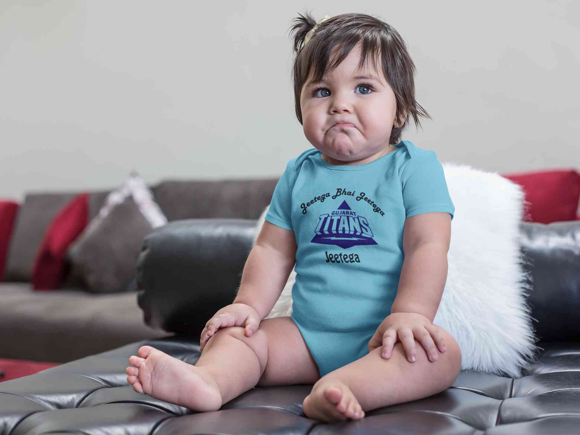 IPL Gujarat Titans Jeetega Bhai Jeetega GT Jeetega Rompers for Baby Girl- FunkyTeesClub