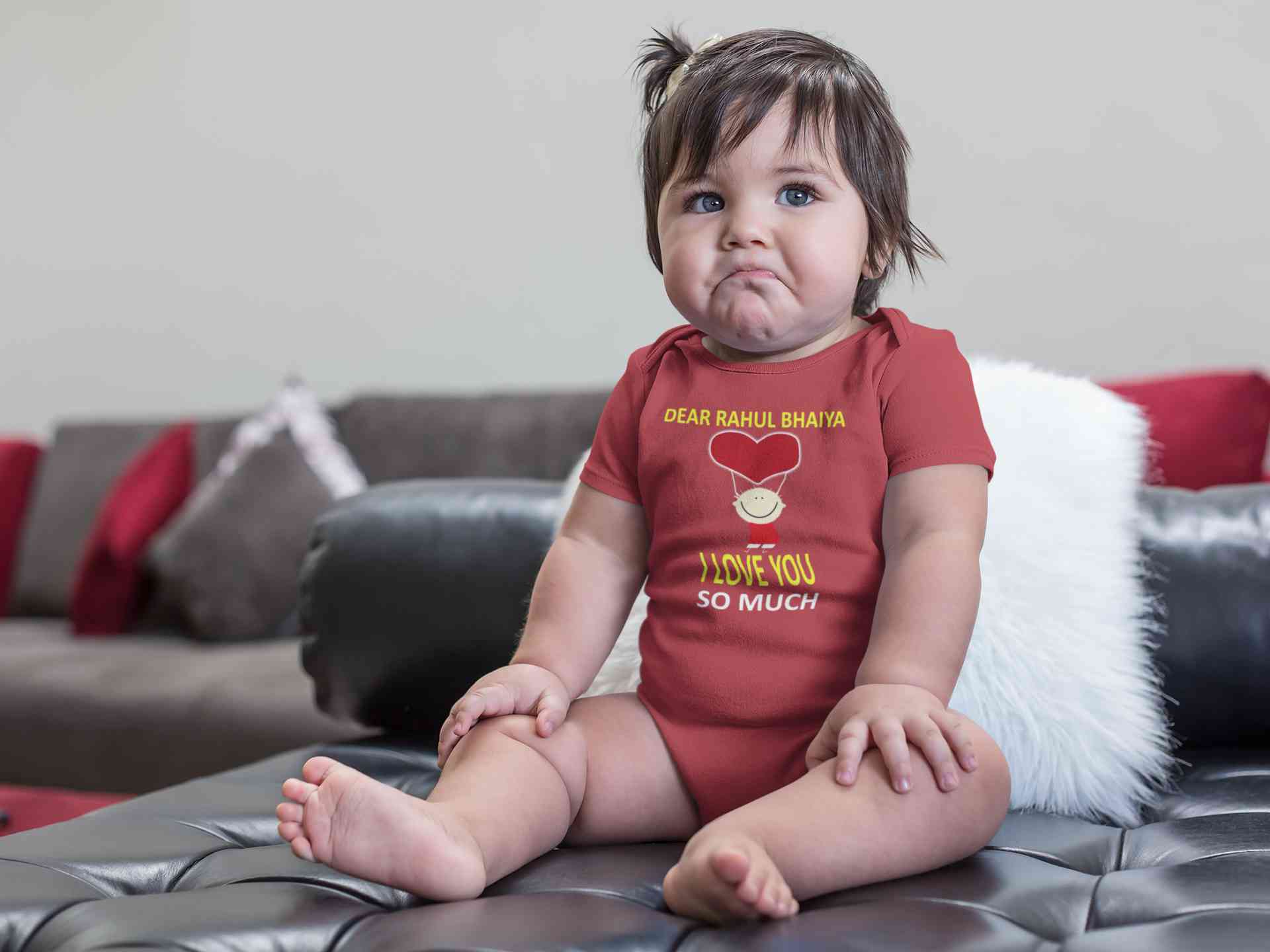 Custom Name I love My Bhaiya So Much Rompers for Baby Girl- FunkyTeesClub
