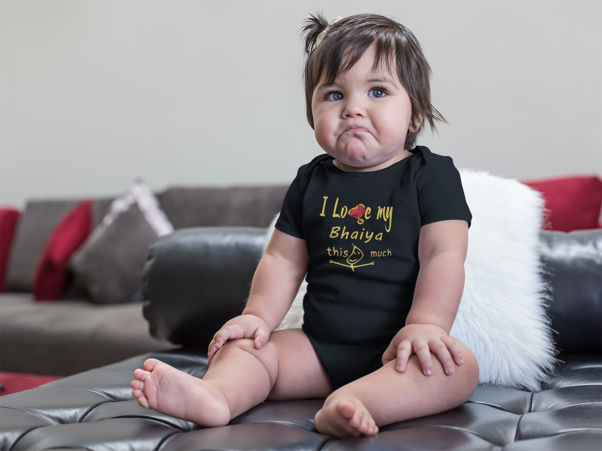 I Love My Bhaiya Black Rompers for Baby Girl - FunkyTeesClub