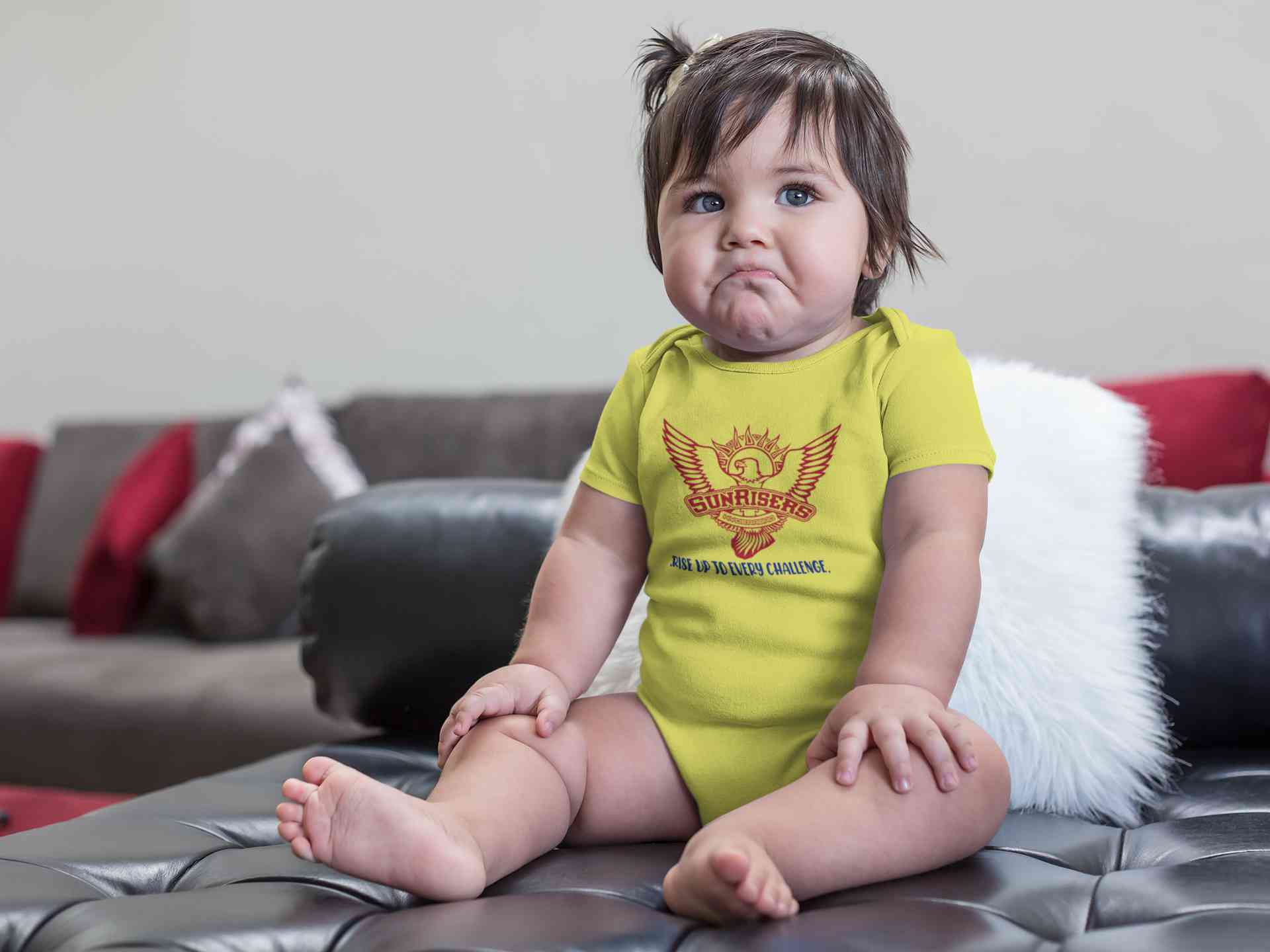 Custom Name IPL SRH Sunrisers Hyderabad Rompers for Baby Girl- FunkyTeesClub