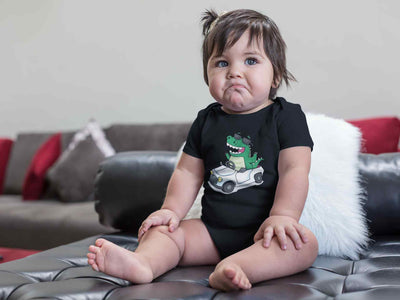 Dino Car Cartoon Rompers for Baby Girl- FunkyTeesClub