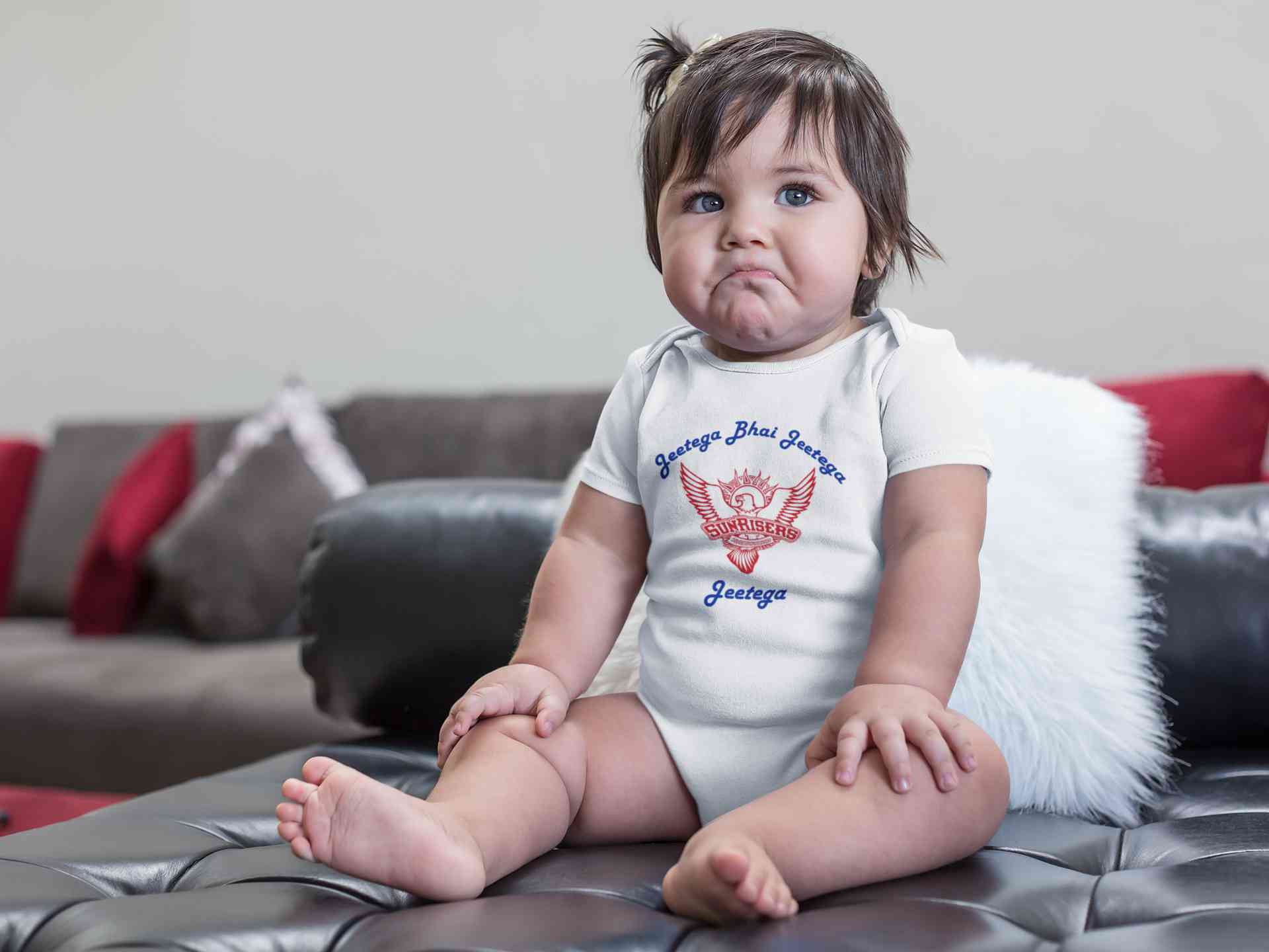 IPL Sunrisers Hyderabad Jeetega Bhai Jeetega SRH Jeetega Rompers for Baby Girl- FunkyTeesClub