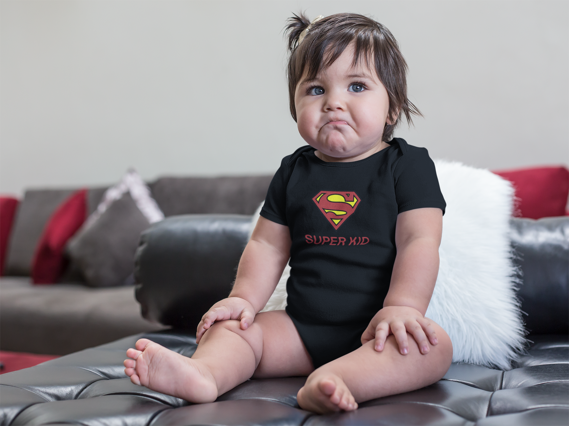 Super Kid Black Rompers for Baby Girl - FunkyTeesClub