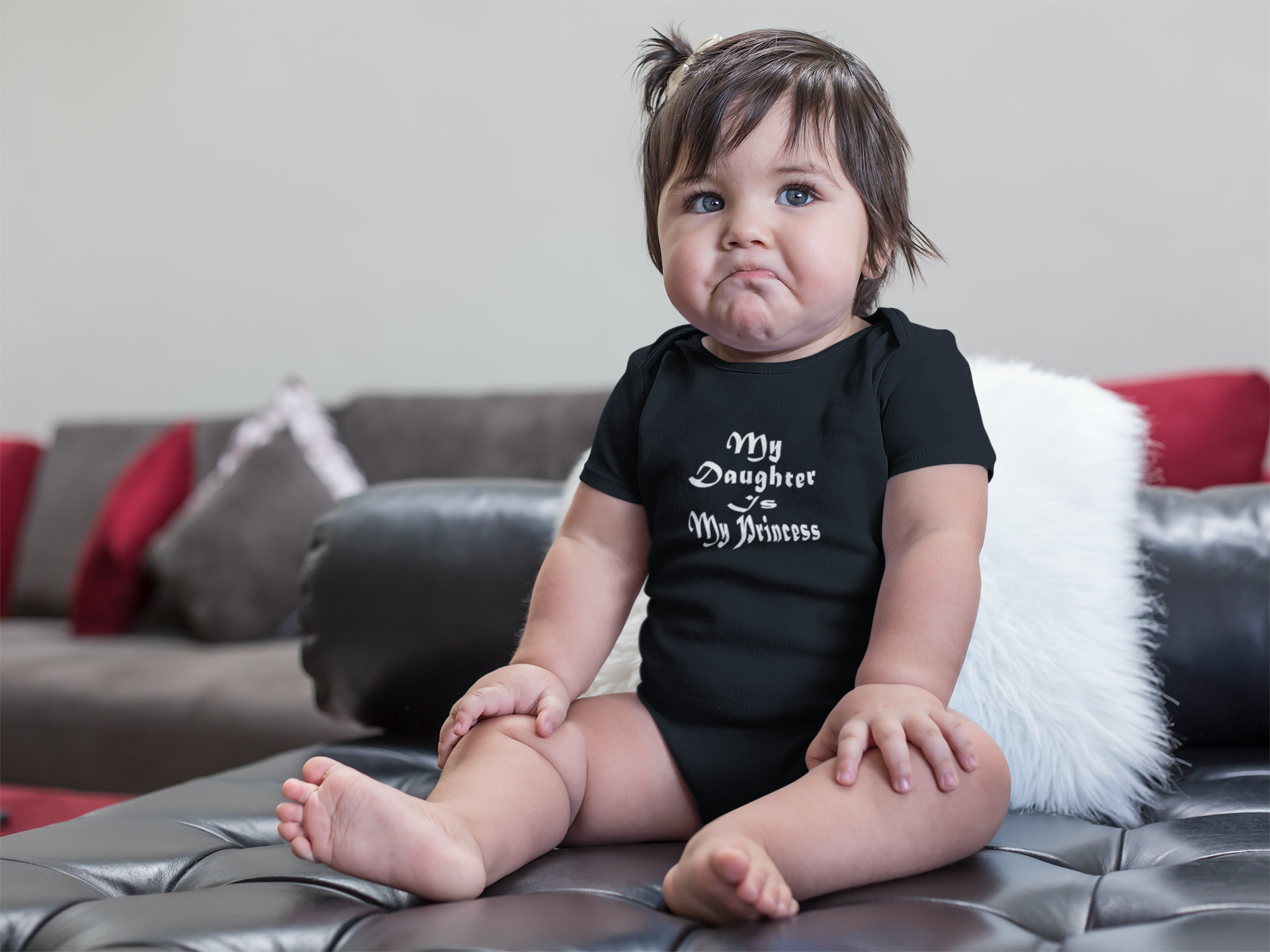 My Daughter Is My Princess Black Rompers for Baby Girl - FunkyTeesClub