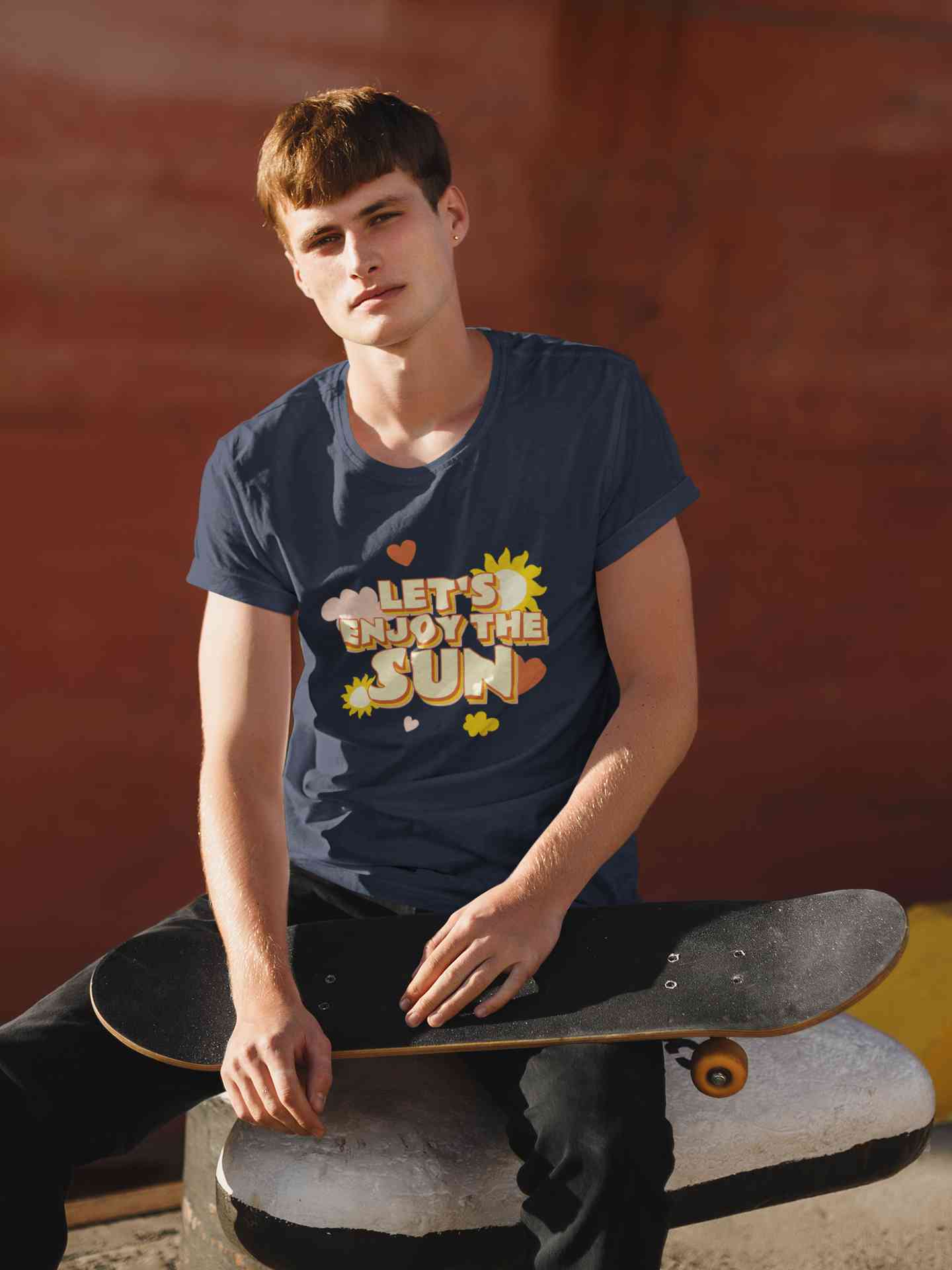 Lets Enjoy The Sun Quote Mens Half Sleeves T-shirt- FunkyTeesClub