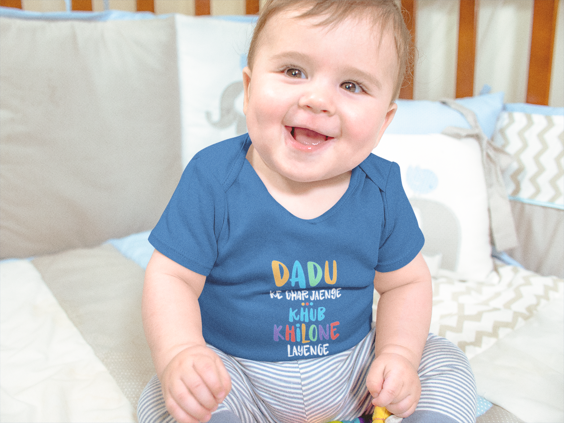 Dadu Ke Ghar Jayege Rompers for Baby Boy - FunkyTeesClub