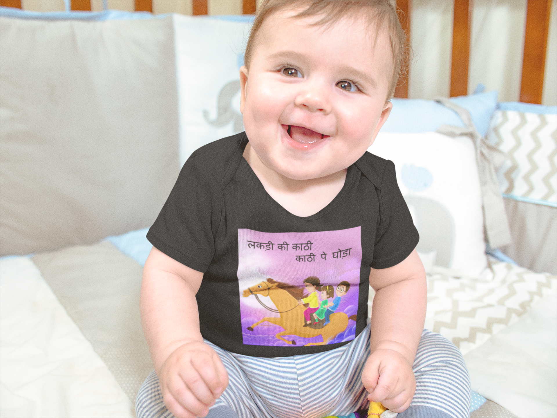 Lakdi Ki Kathi Pe Ghoda Poem Rompers for Baby Boy- FunkyTeesClub