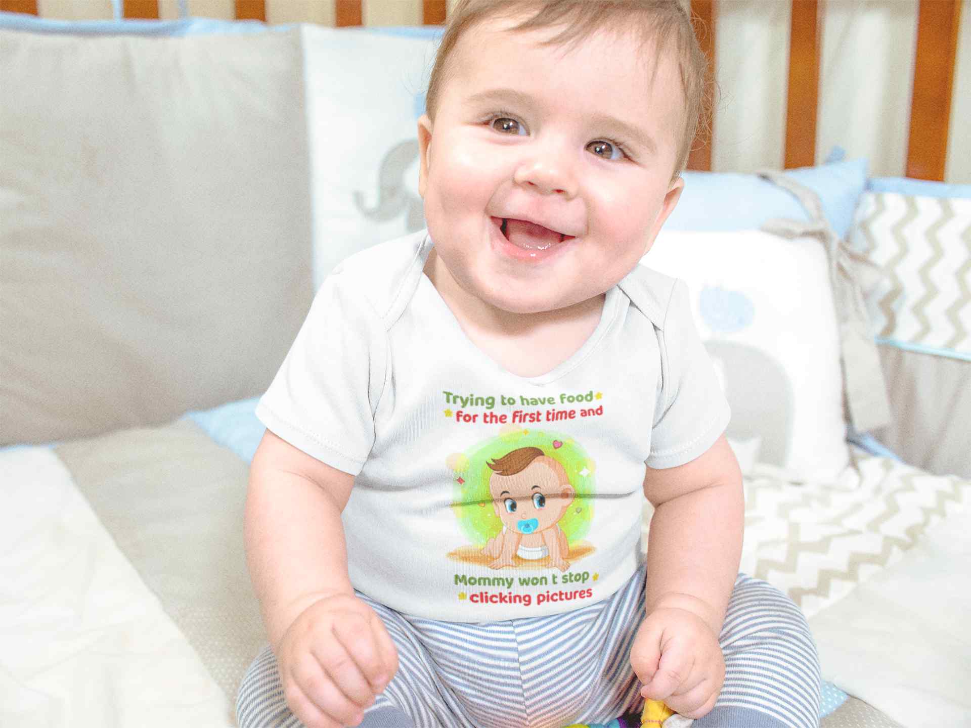 Baby Eating Food Rompers for Baby Boy- FunkyTeesClub