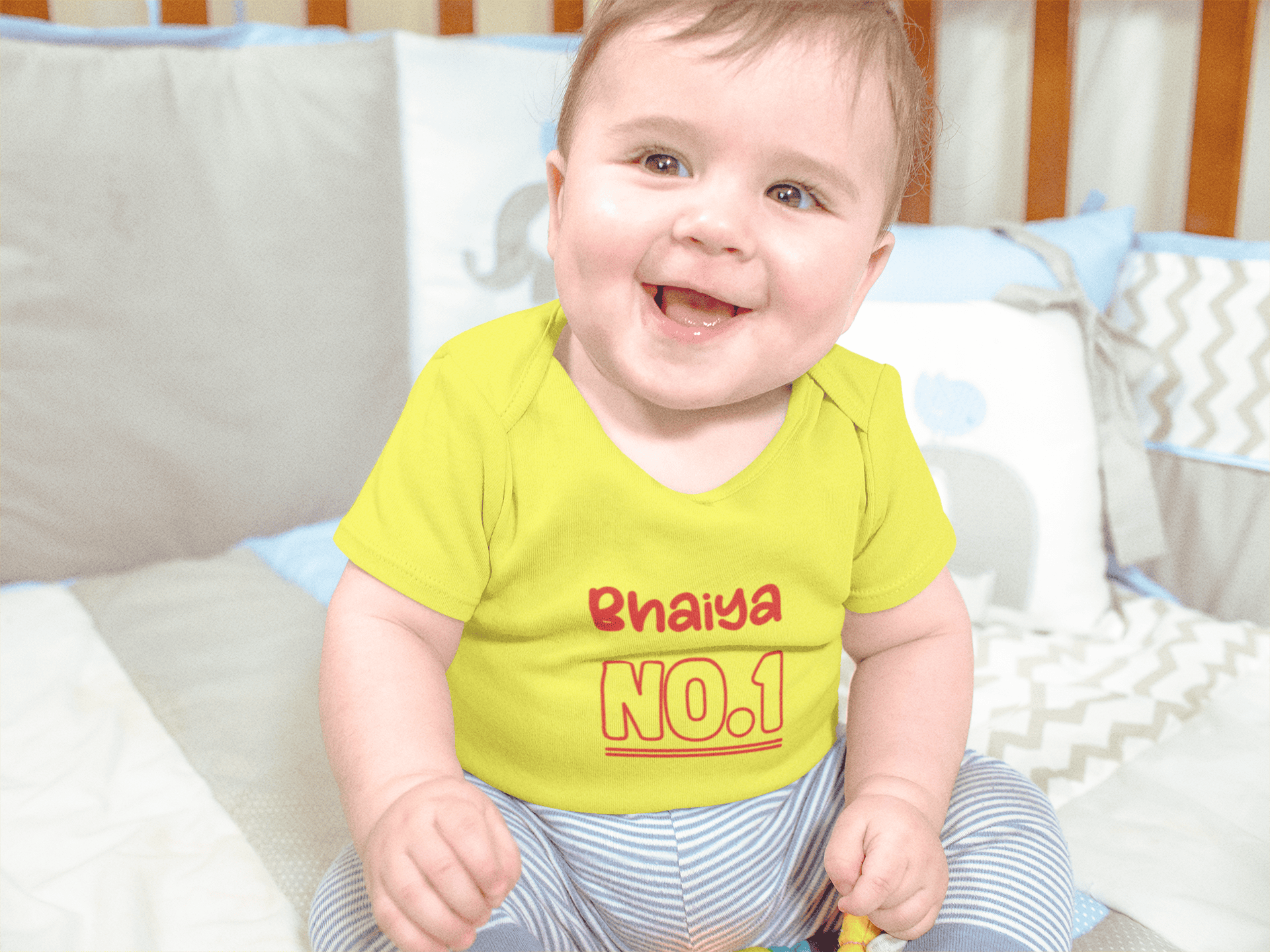 Bhaiya No.1 Rakshabadhan Rompers for Baby Boy- FunkyTeesClub