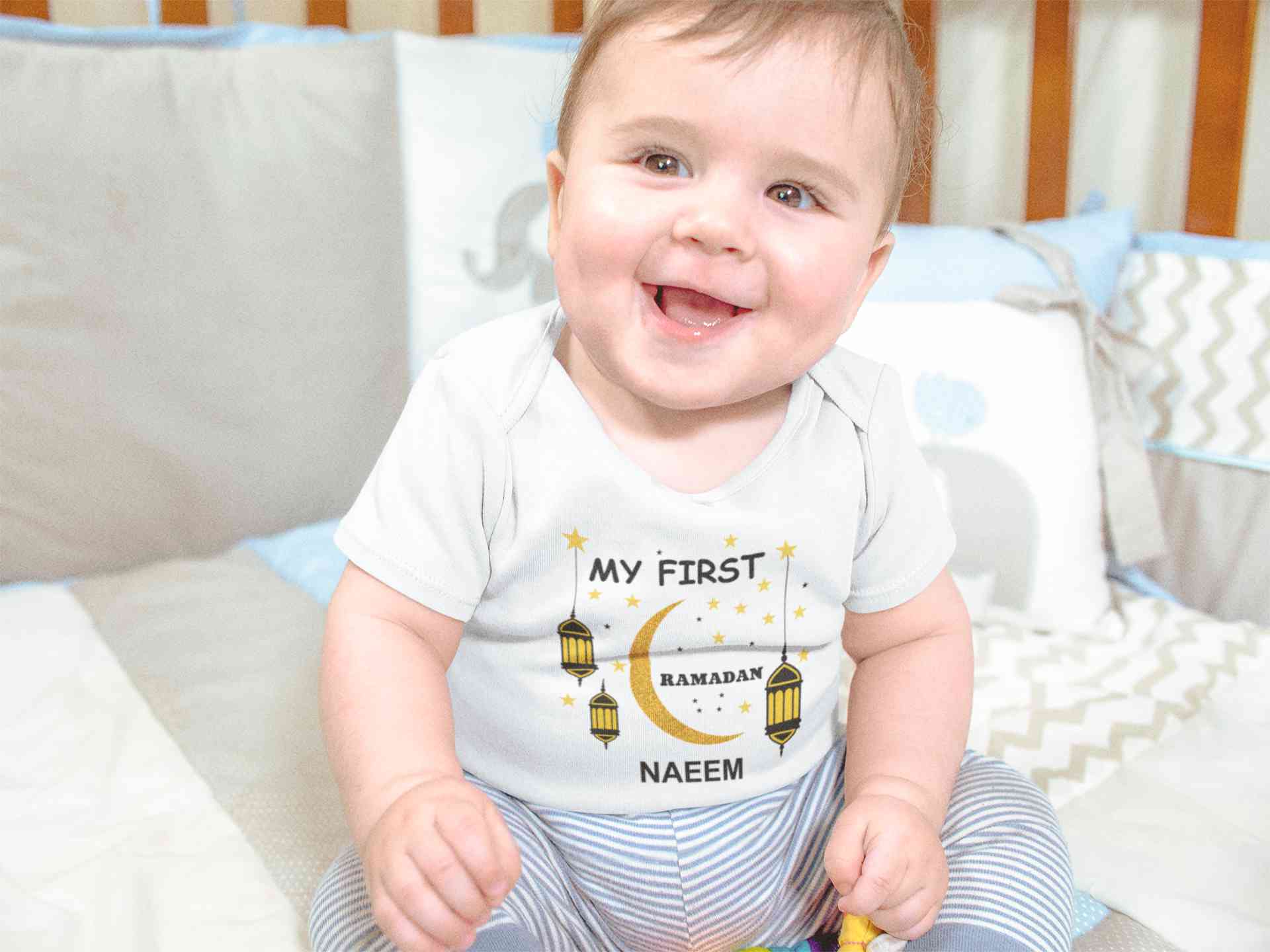 Custom Name My First Ramadan Rompers for Baby Boy- FunkyTeesClub