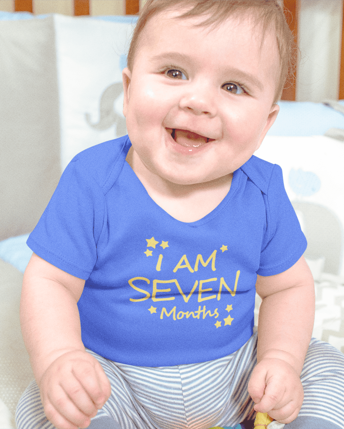 I Am Seven Months Rompers for Baby Boy- FunkyTeesClub