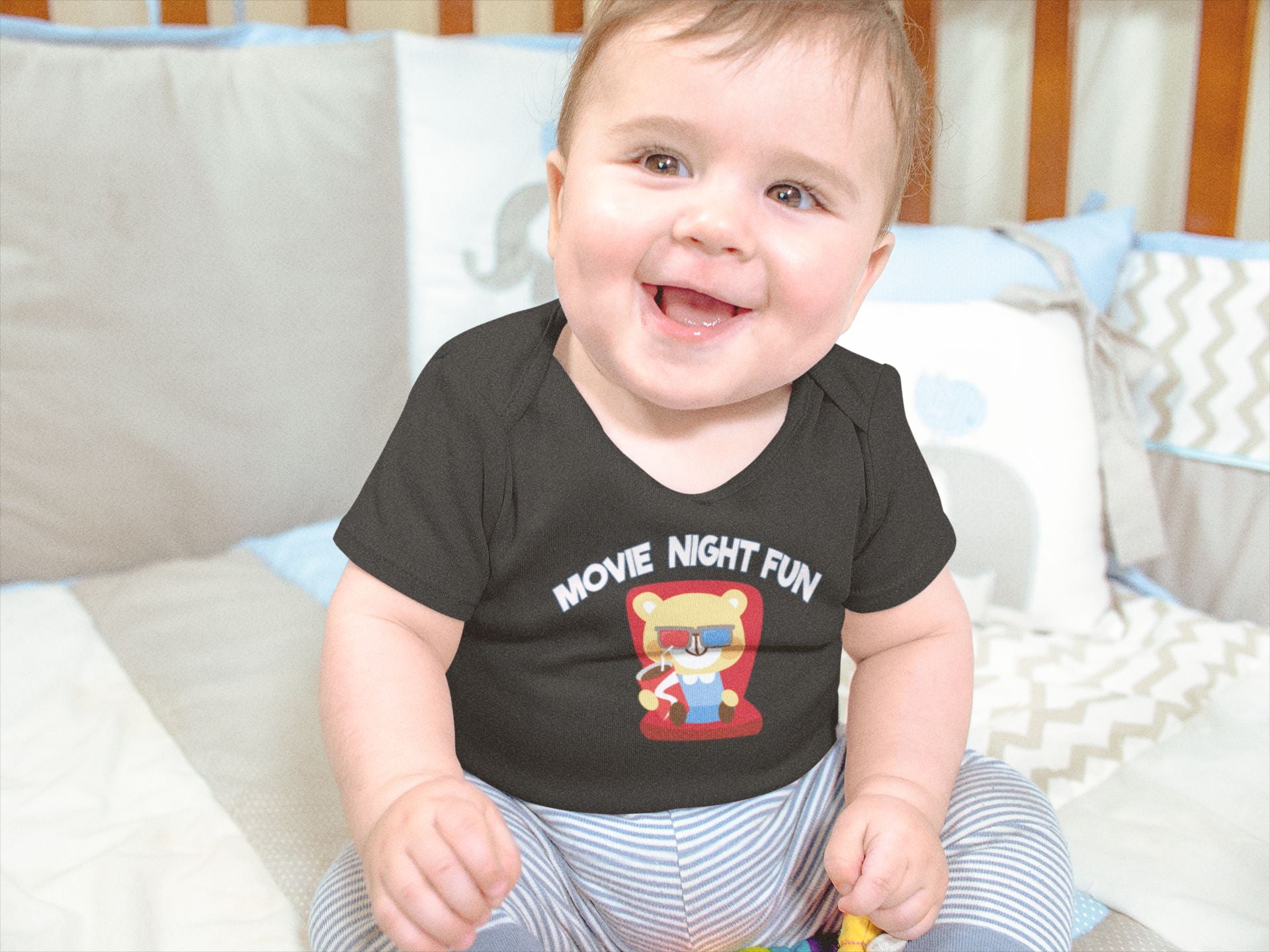 Movie Night Fun Rompers for Baby Boy- FunkyTeesClub