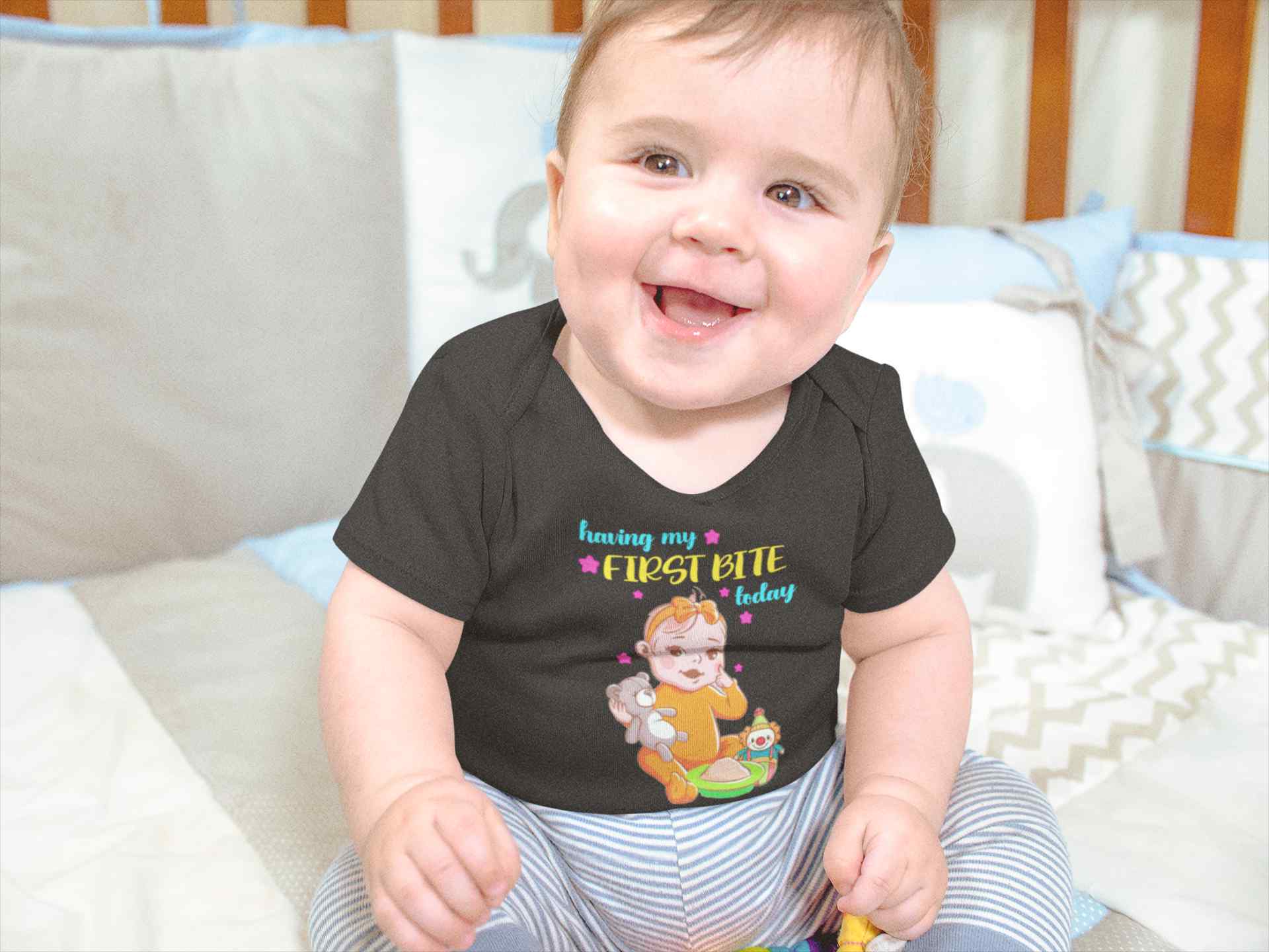 First Bites Baby Food Rompers for Baby Boy- FunkyTeesClub