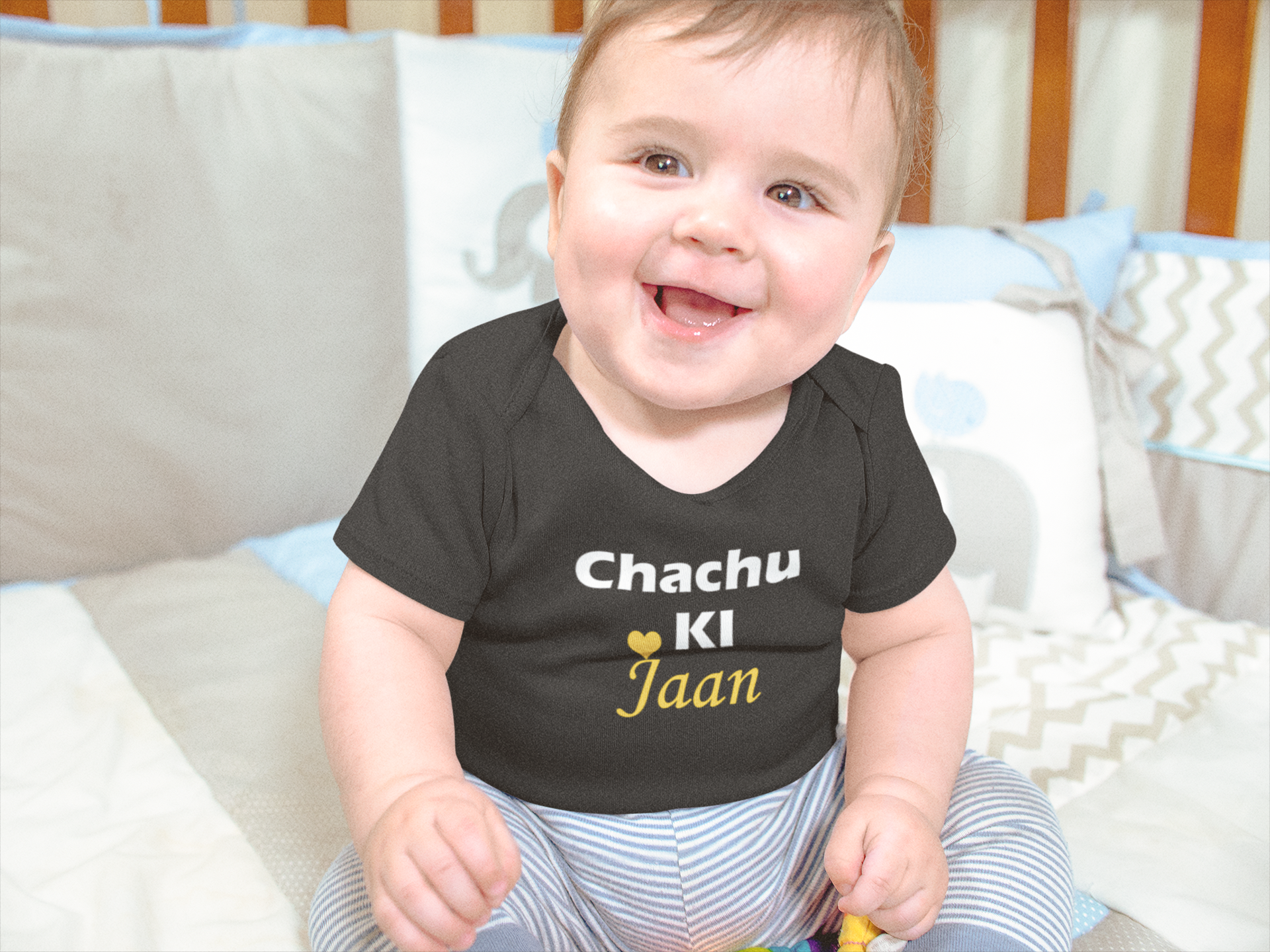 Chachu Ki Jaan Black Rompers for Baby Boy - FunkyTeesClub