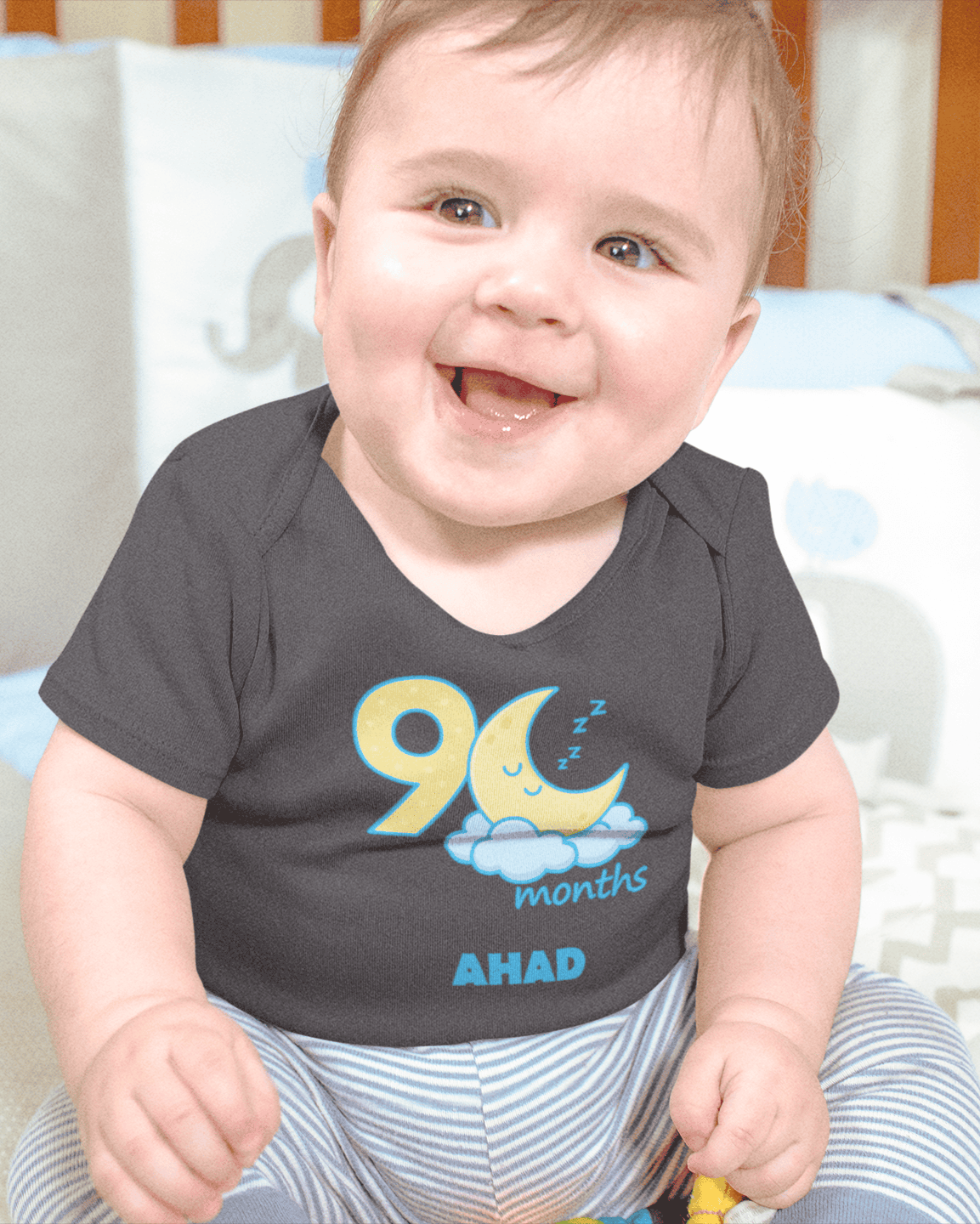 Custom Name Ninth Month Rompers for Baby Boy- FunkyTeesClub