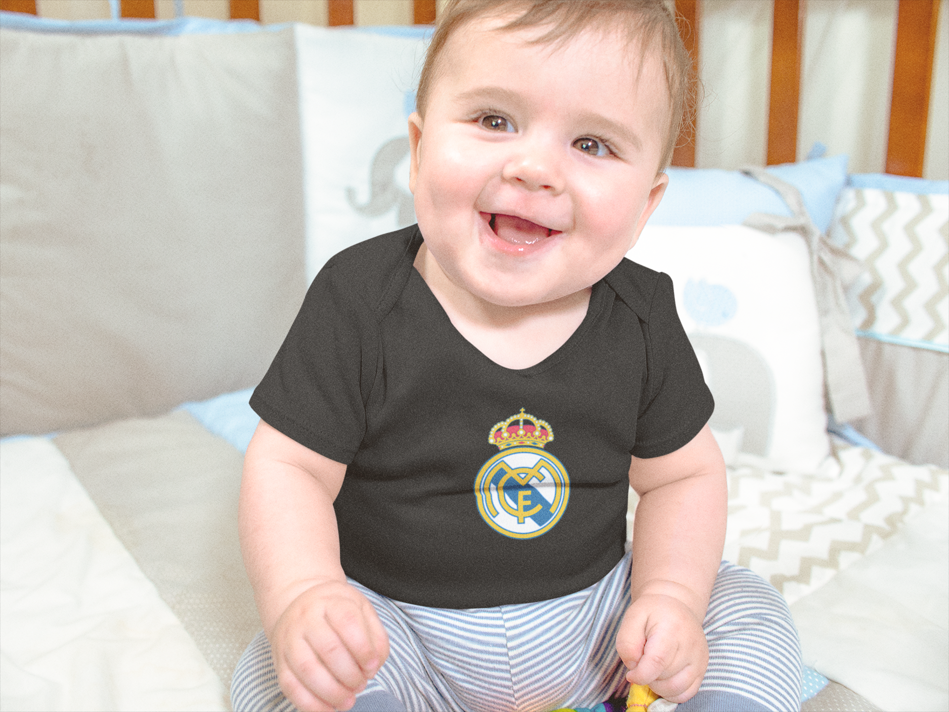 Real Madrid Black Rompers for Baby Boy - FunkyTeesClub