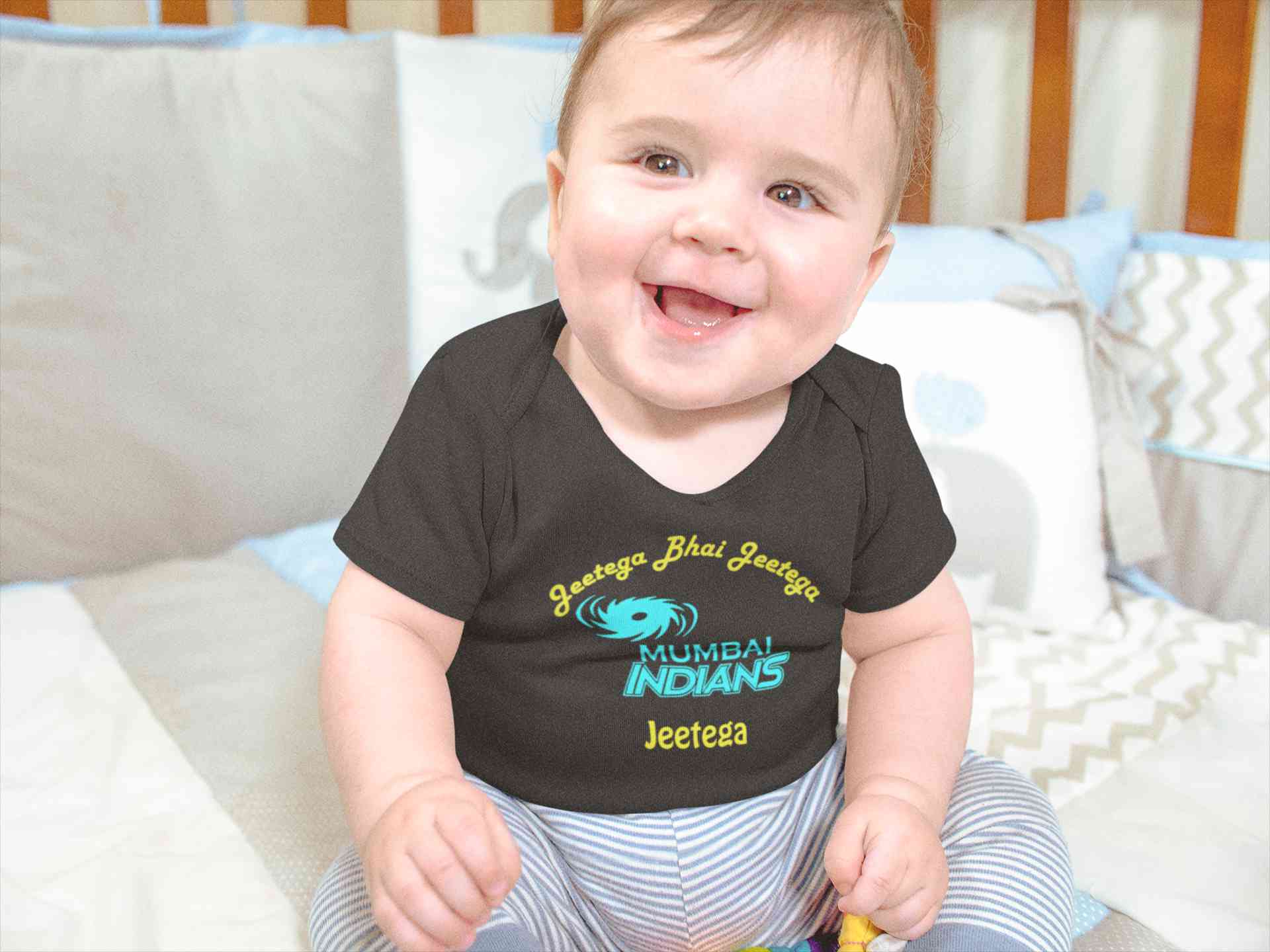 IPL Mumbai Indians Jeetega Bhai Jeetega MI Jeetega Rompers for Baby Boy- FunkyTeesClub
