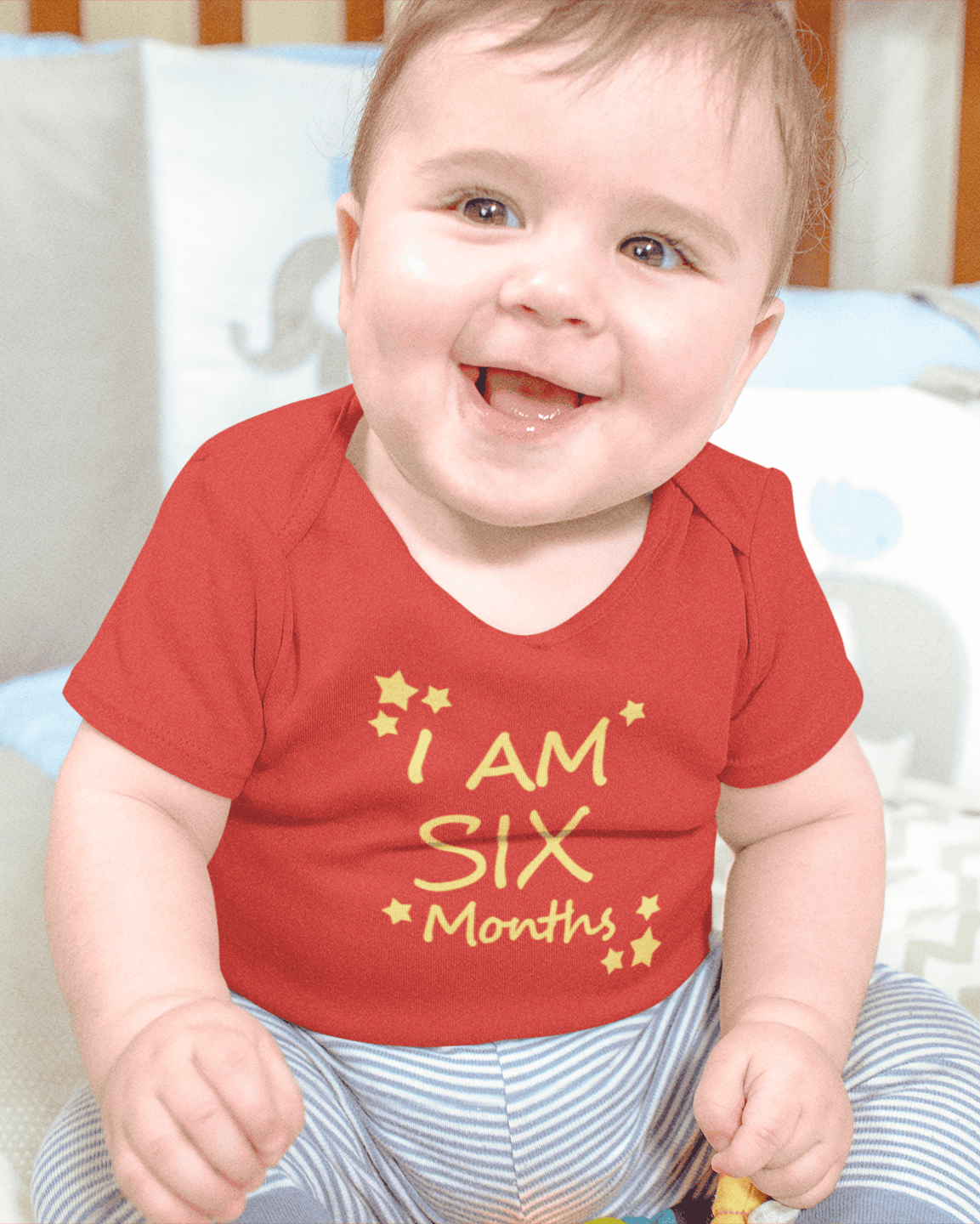 I Am Six Months Rompers for Baby Boy- FunkyTeesClub