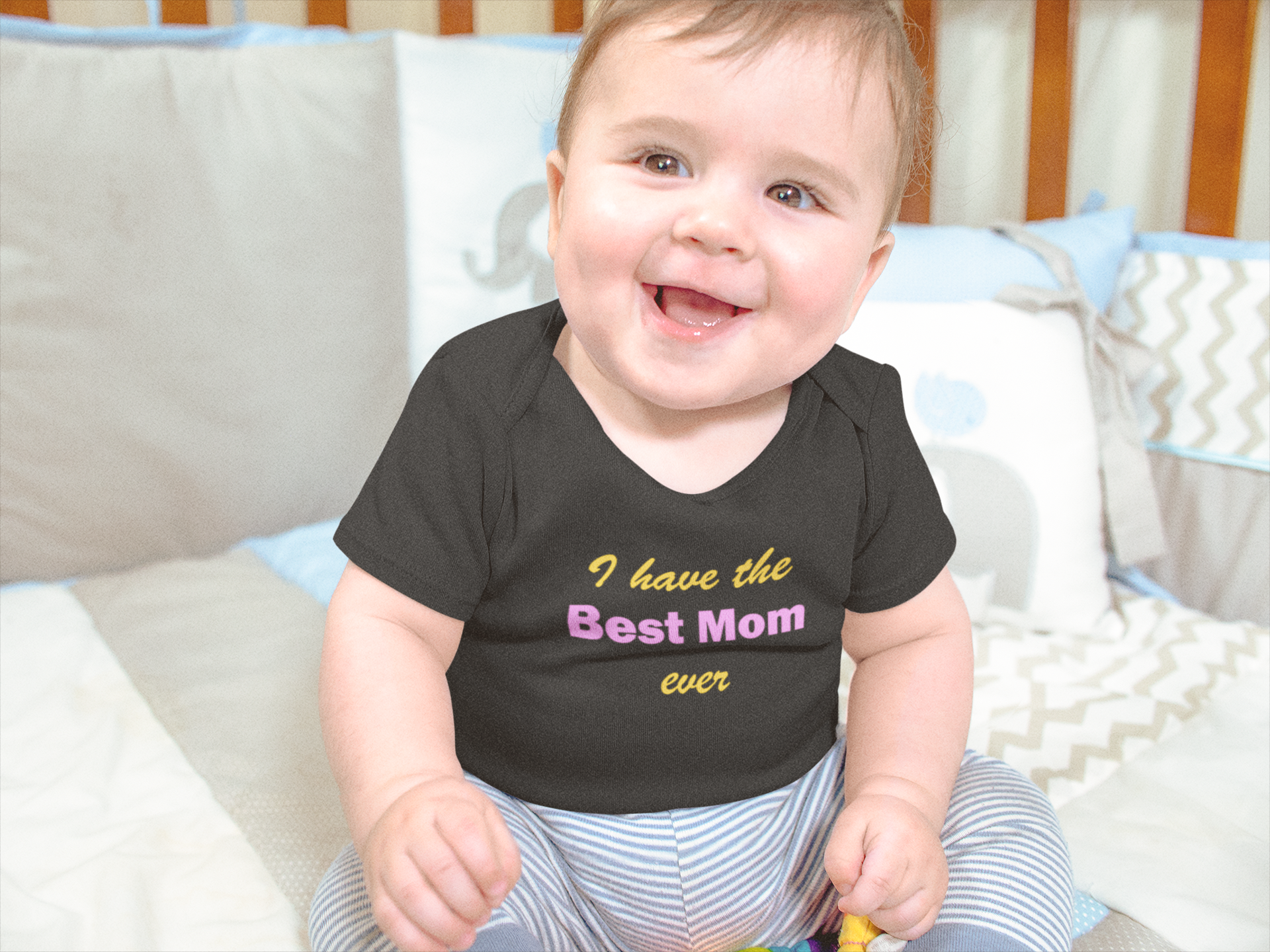 I Have Best Mom Ever Black Rompers for Baby Boy - FunkyTeesClub