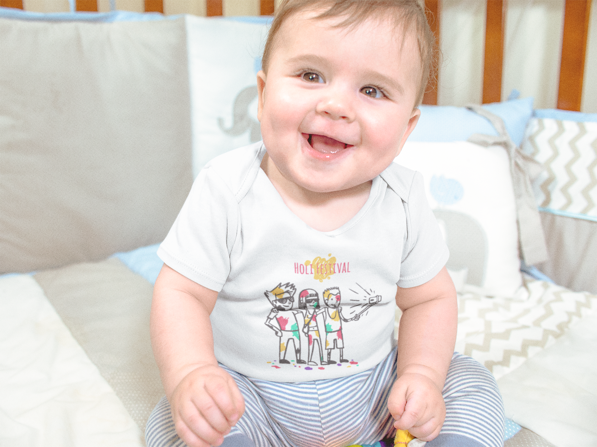 Friends Selfie Holi Rompers for Baby Boy - FunkyTeesClub