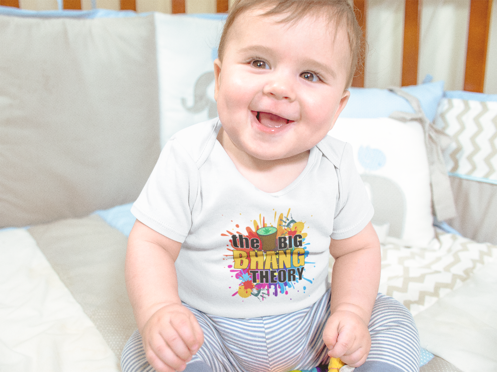 The Big Bhang Theory Holi Rompers for Baby Boy - FunkyTeesClub