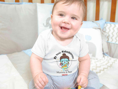 Custom Name Mahashivratri With Mumma & Papa Rompers for Baby Boy- FunkyTeesClub