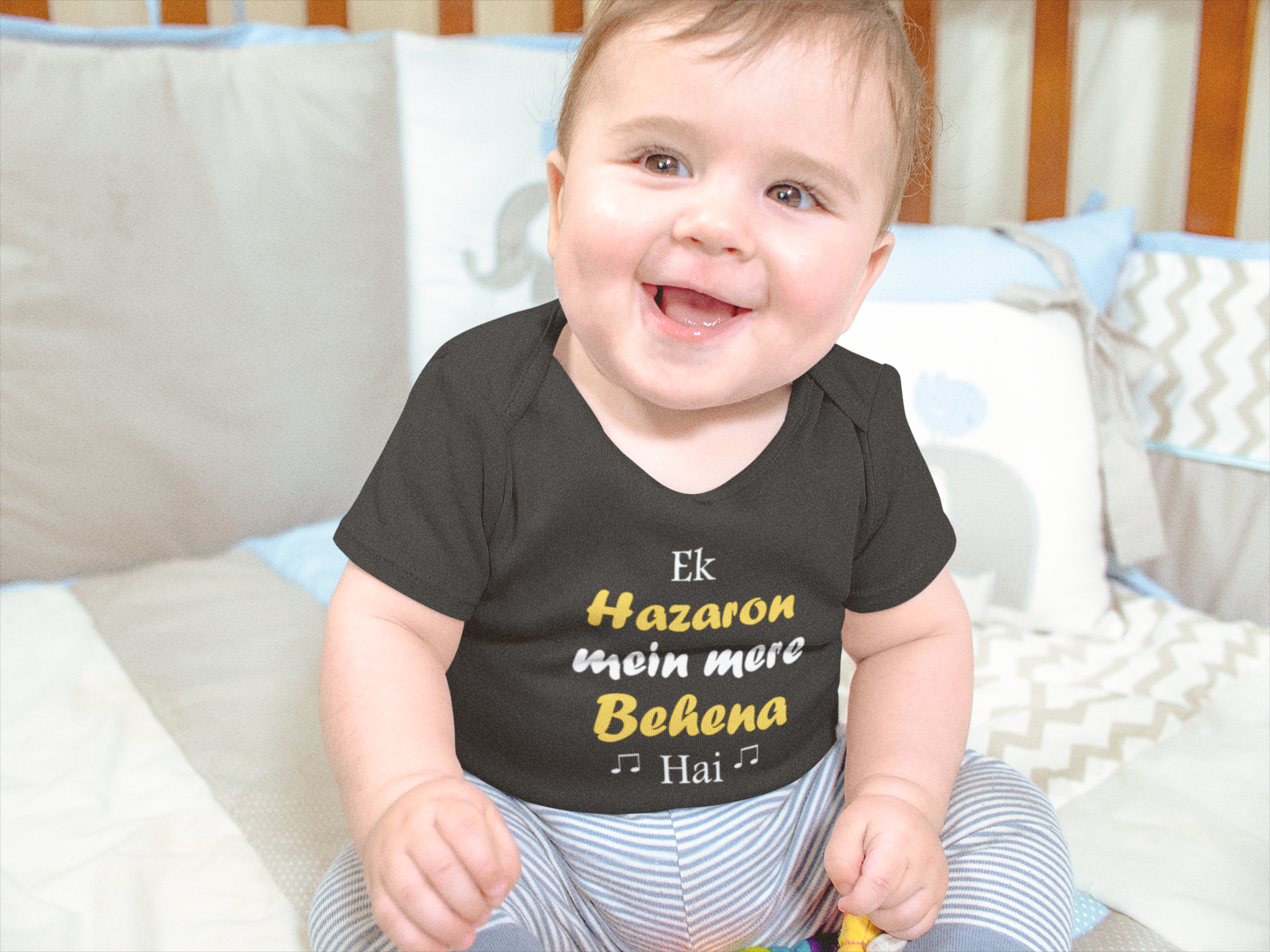 Ek Hazora Mai Mera Behan Hai Black Rompers for Baby Boy - FunkyTeesClub