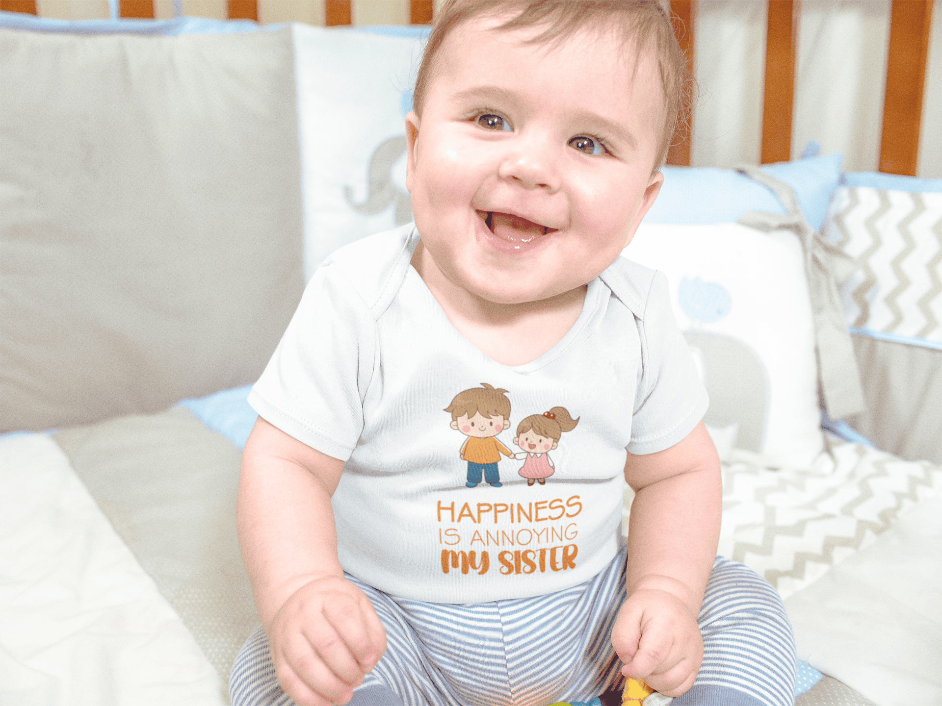 Happiness Is Annoying My Sister Rakshabadhan Rompers for Baby Boy- FunkyTeesClub