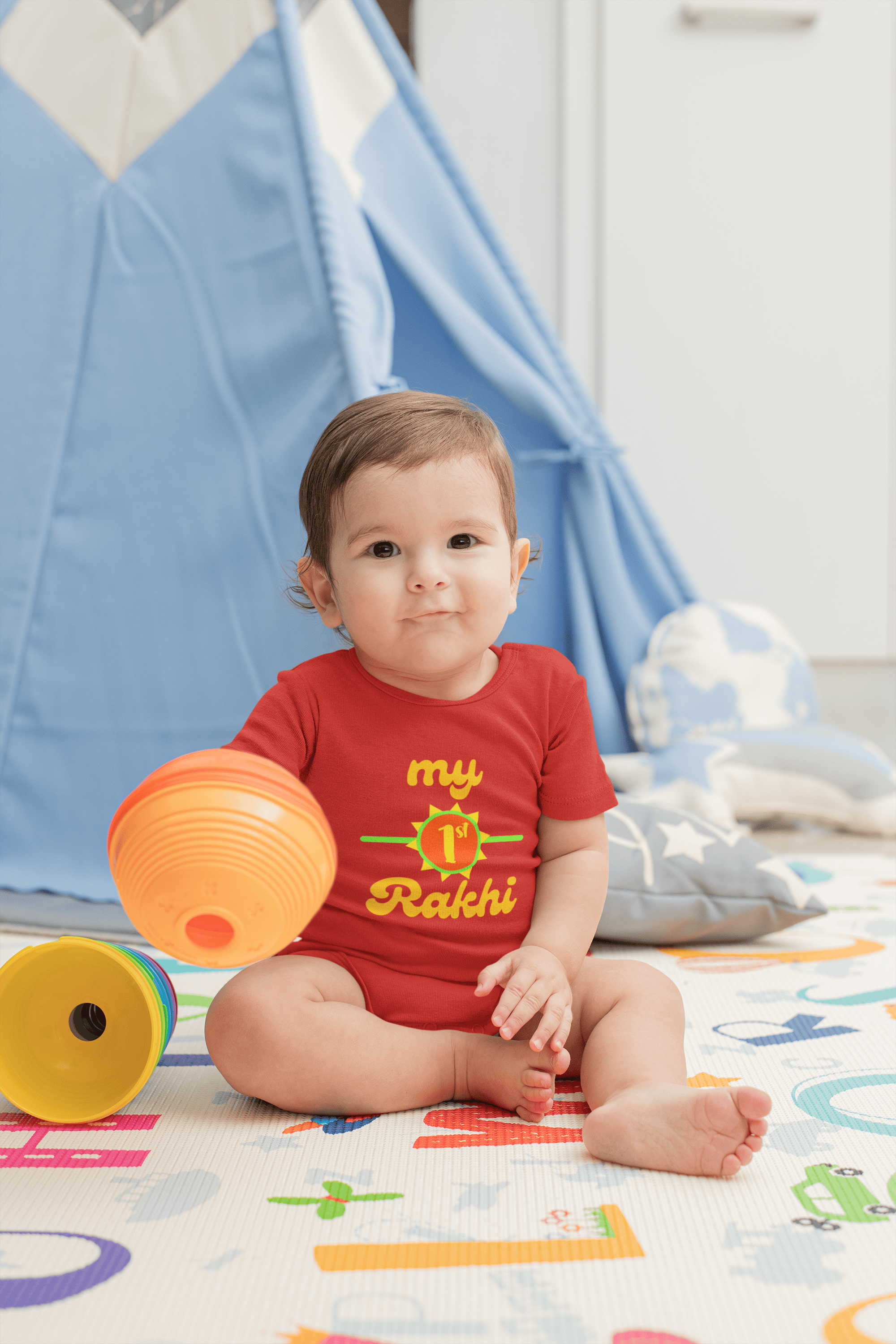 My First Rakhi Rakshabandhan Rompers for Baby Girl- FunkyTeesClub