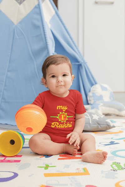 My First Rakhi Rakshabandhan Rompers for Baby Girl- FunkyTeesClub