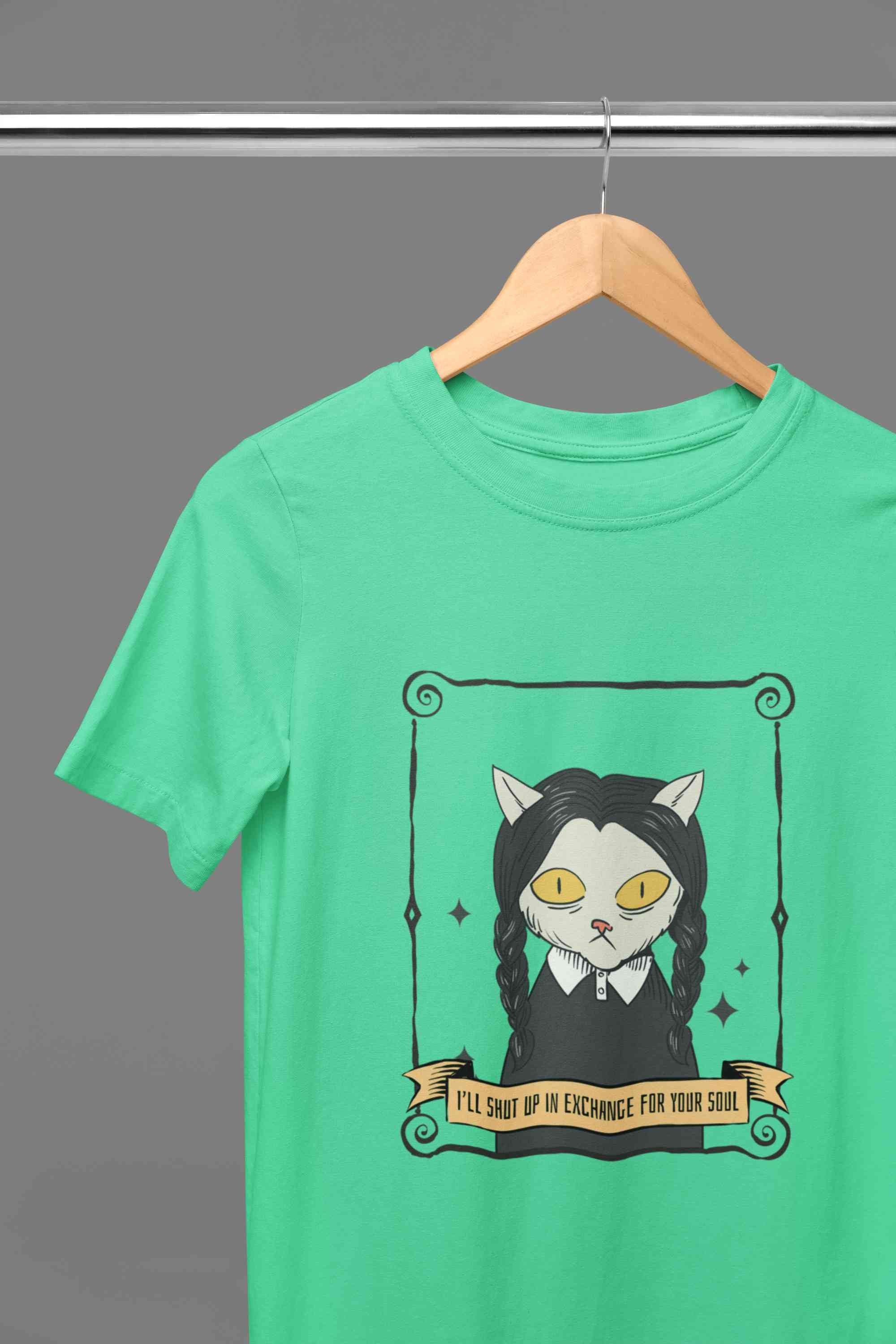 Cat Inspired By Wednesday Women Half Sleeves T-shirt- FunkyTeesClub