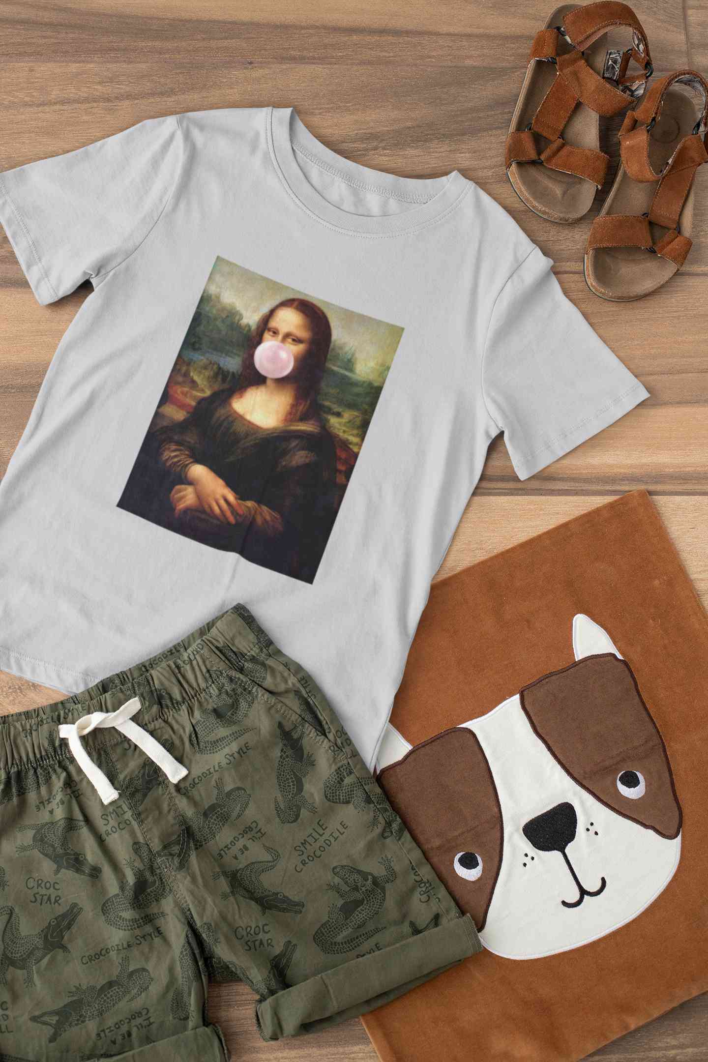Bubble Gum Mona Lisa Women Half Sleeves T-shirt- FunkyTeesClub