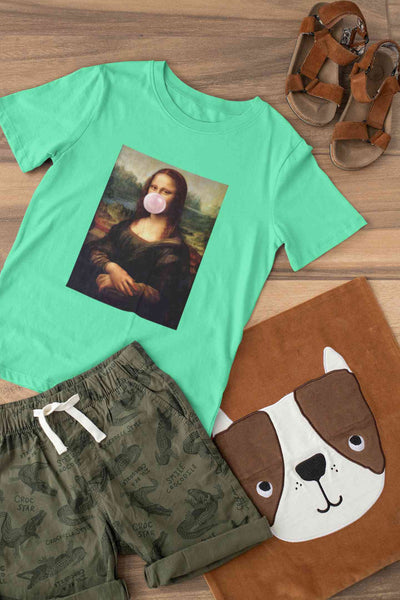 Bubble Gum Mona Lisa Mens Half Sleeves T-shirt- FunkyTeesClub
