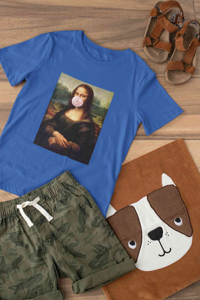 Bubble Gum Mona Lisa Mens Half Sleeves T-shirt- FunkyTeesClub