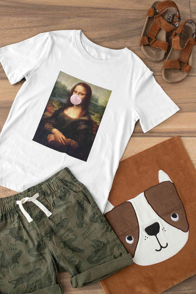 Bubble Gum Mona Lisa Mens Half Sleeves T-shirt- FunkyTeesClub