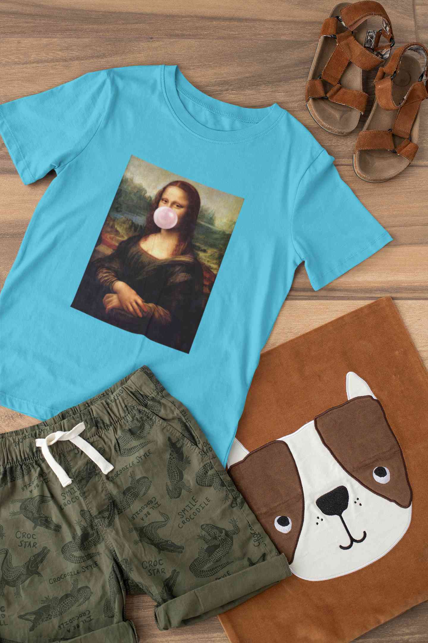 Bubble Gum Mona Lisa Women Half Sleeves T-shirt- FunkyTeesClub