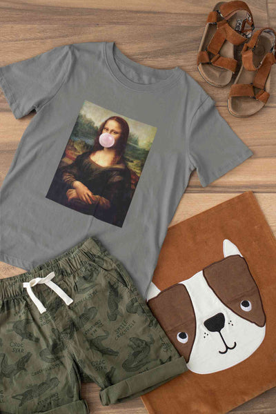 Bubble Gum Mona Lisa Mens Half Sleeves T-shirt- FunkyTeesClub