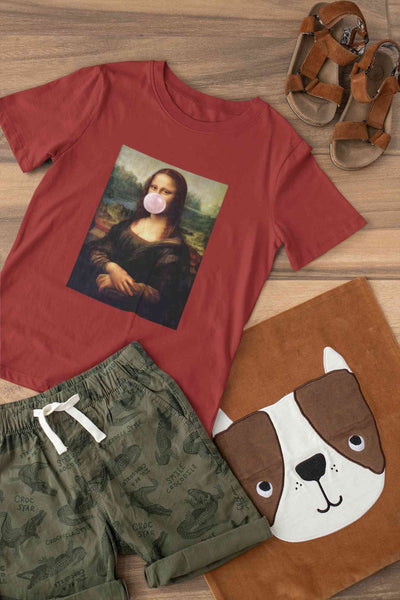 Bubble Gum Mona Lisa Mens Half Sleeves T-shirt- FunkyTeesClub