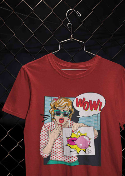 Suprised Pop Art  Cartoon Women Half Sleeves T-shirt- FunkyTeesClub