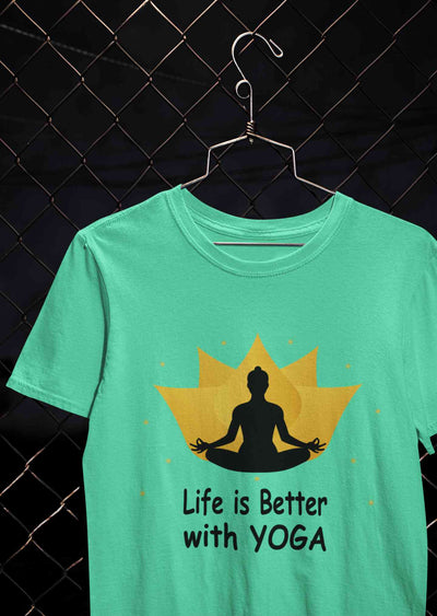 Life Is Better With Yoga Women Half Sleeves T-shirt- FunkyTeesClub