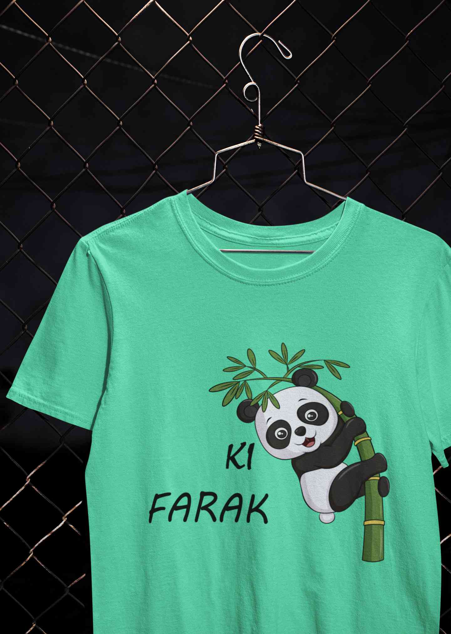 Ki Farak Panda Graphic Funny Women Half Sleeves T-shirt- FunkyTeesClub