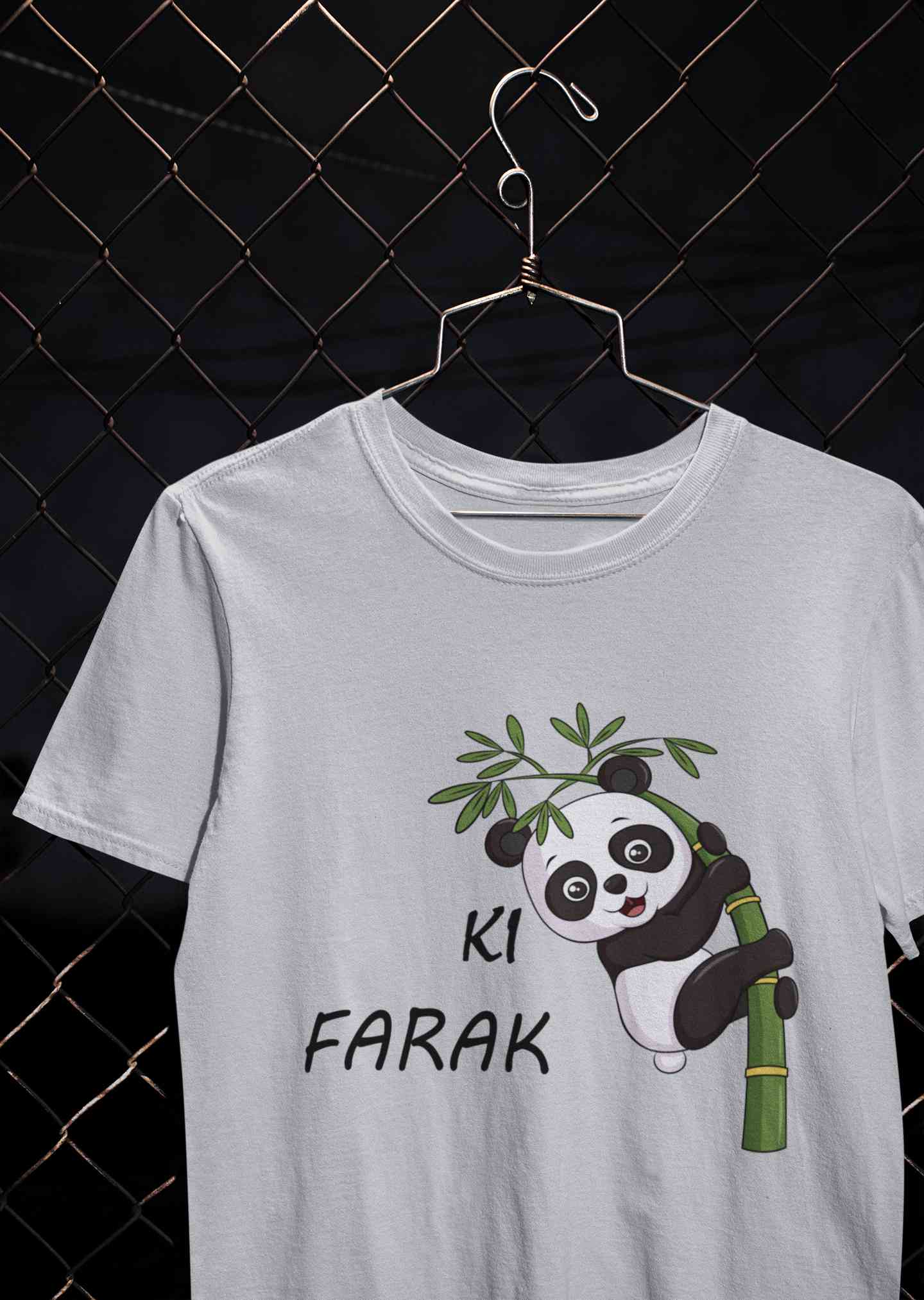 Ki Farak Panda Graphic Funny Women Half Sleeves T-shirt- FunkyTeesClub