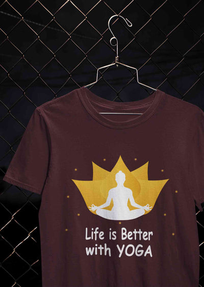 Life Is Better With Yoga Women Half Sleeves T-shirt- FunkyTeesClub
