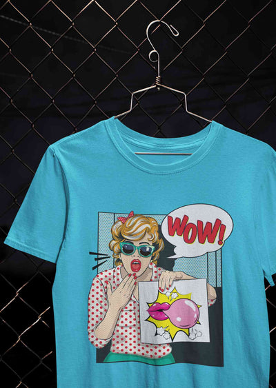 Suprised Pop Art  Cartoon Women Half Sleeves T-shirt- FunkyTeesClub