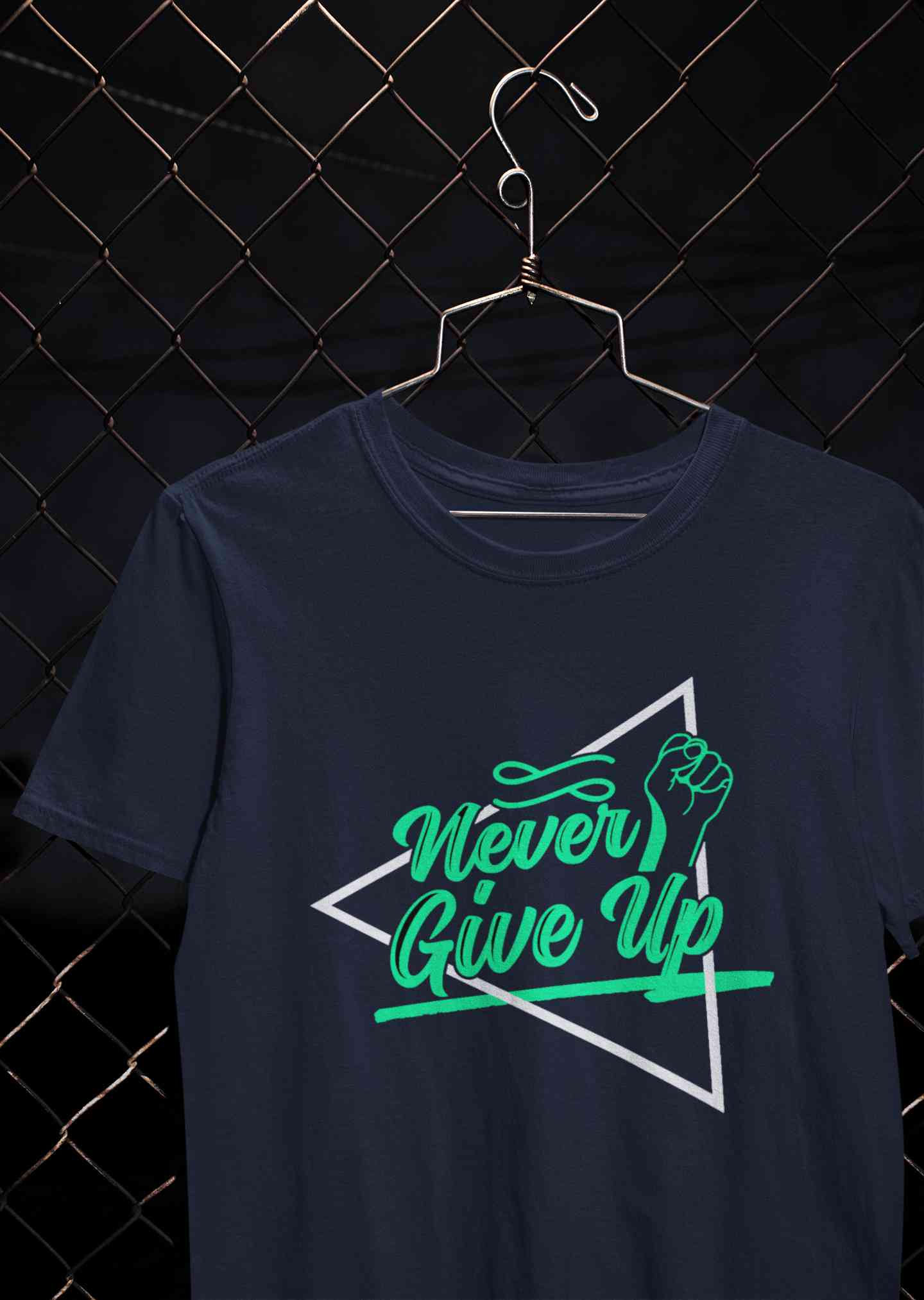 Never Give Up Mens Half Sleeves T-shirt- FunkyTeesClub